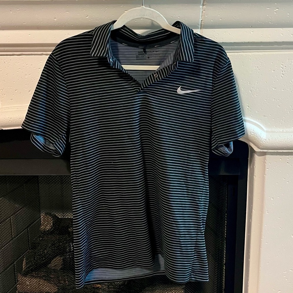 Nike Men's Black Striped Golf Shirt